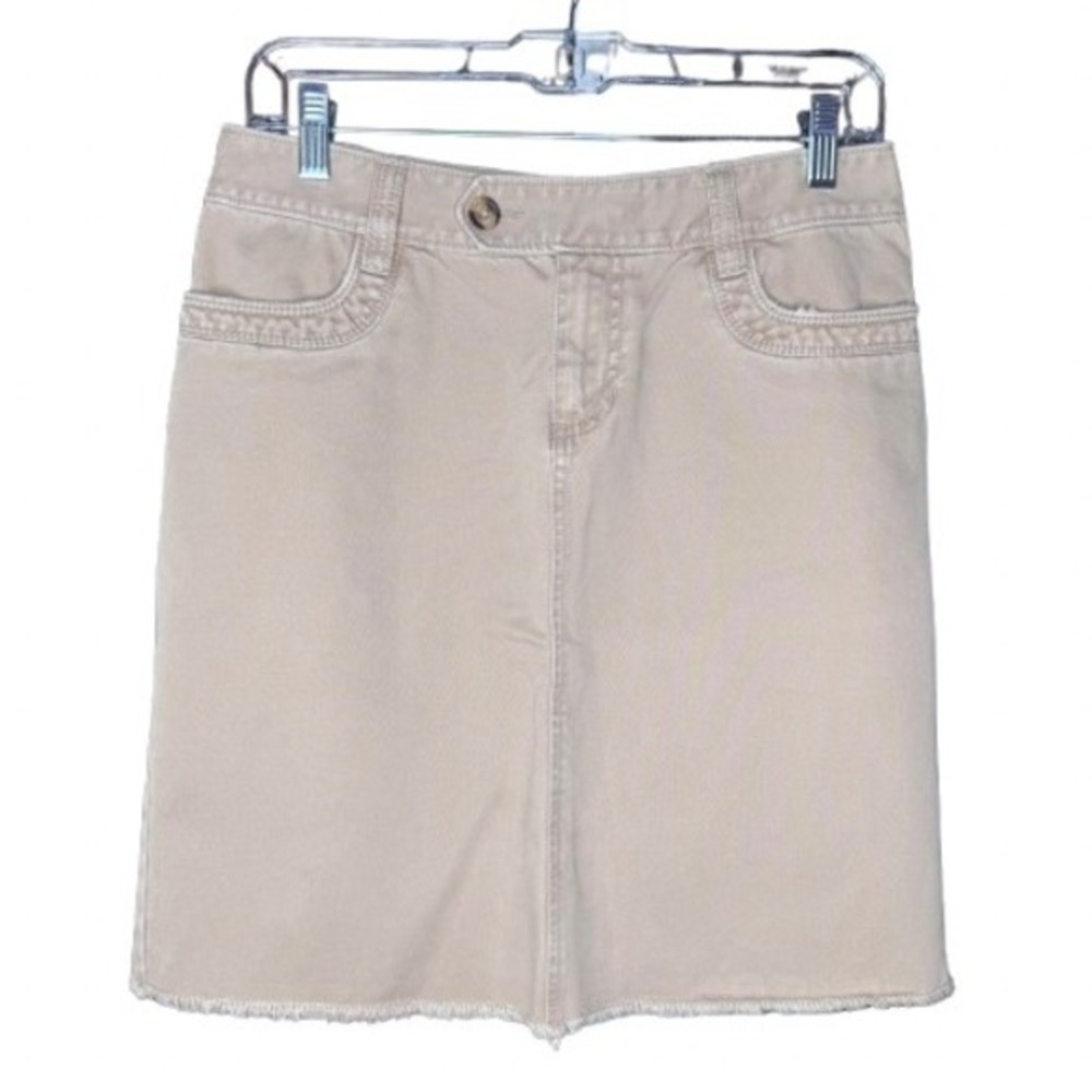 90's minimalist Size 4‎ Cotton Old Navy Light Khaki Skirt Raw Edge Distressed